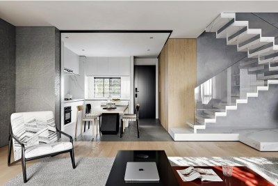 现代极简客餐厅3D模型下载